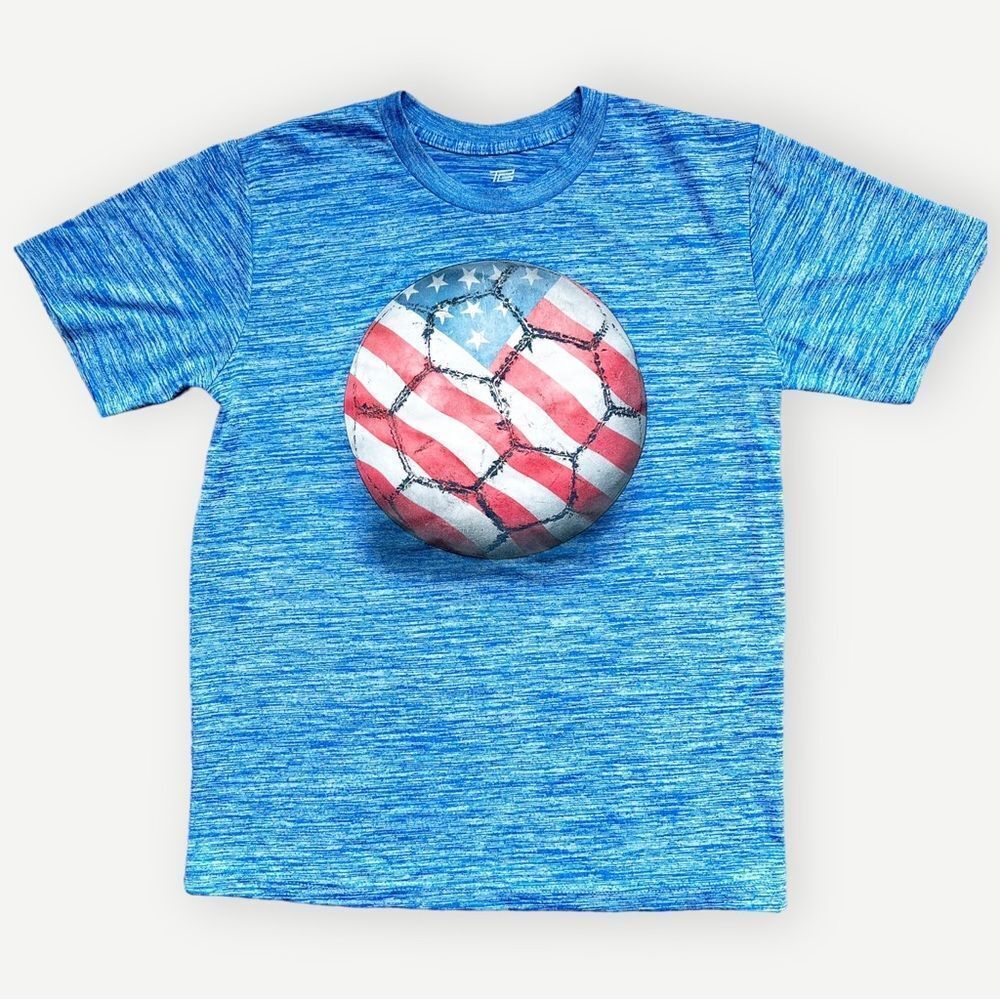 Tek Gear Kids Short Sleeve Crewneck American Soccer Graphic Tee. Youth Large